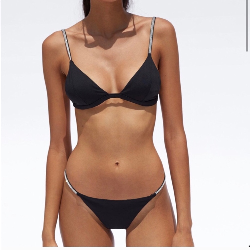High cut Zara bikin bottom with rhinestones NWT